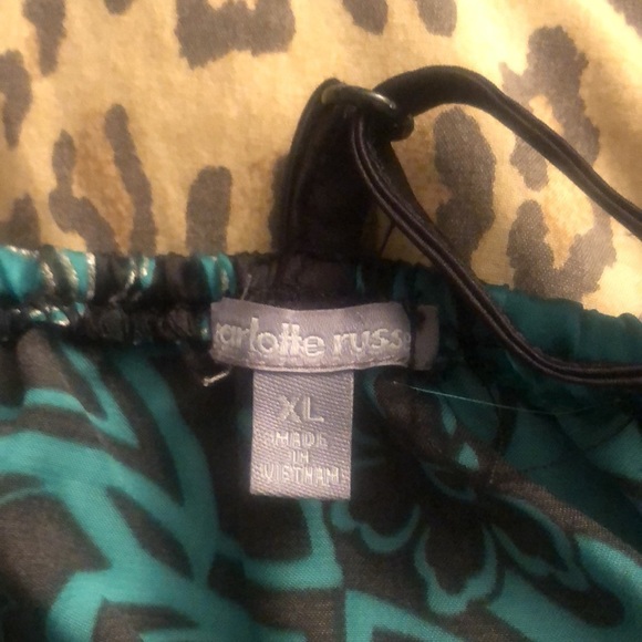 Charlotte Russe size XL green & black print silky racerback camisole zip front - Picture 9 of 16